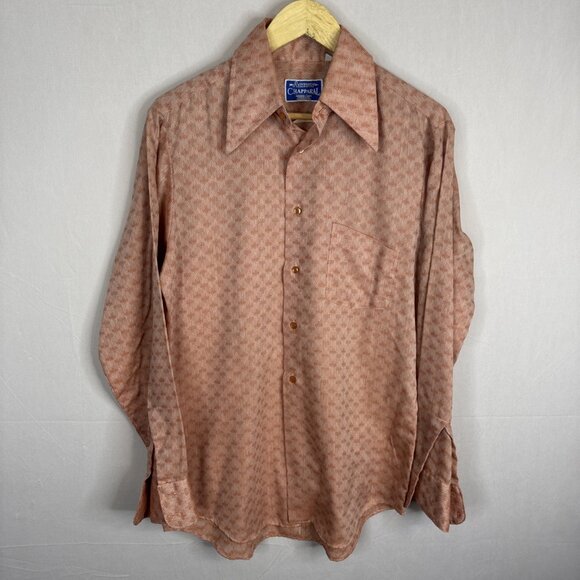Vintage Arrow Chaparral perma-iron diamond weave shirt medium 70s style Disco - Picture 1 of 6